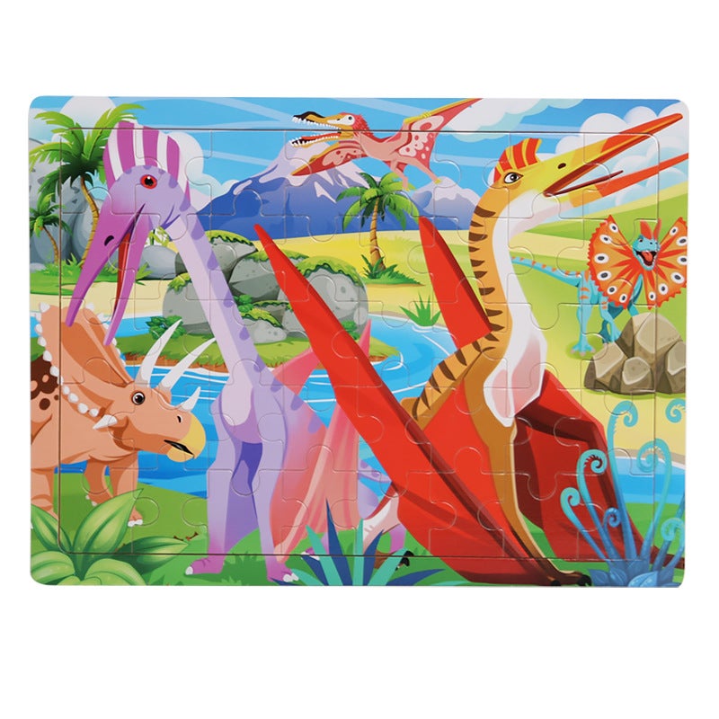 Wooden 40 Pieces Puzzle Toddler Cartoon Animal Traffic Plane Puzzle Baby Early Education Benefit Intelligence Building Blocks Toy - Image 1